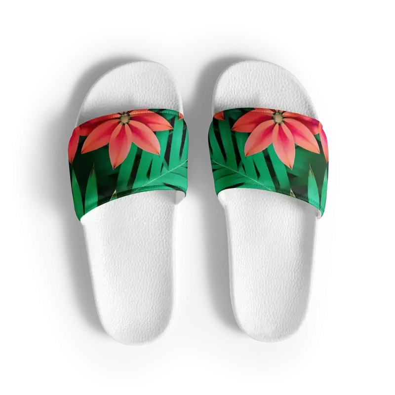 Women’s Slides Red Floral Sandal Summer Chic