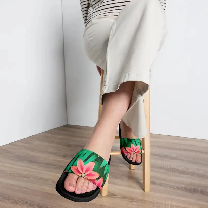 Women’s Slides Red Floral Sandal Summer Chic