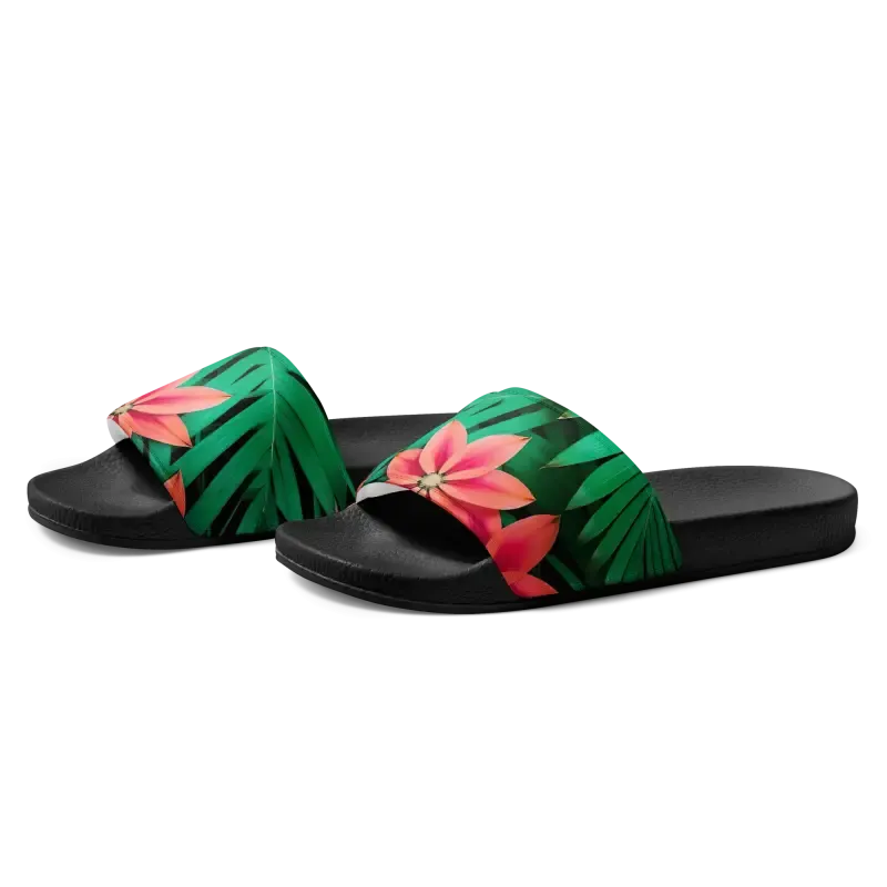 Women’s Slides Red Floral Sandal Summer Chic