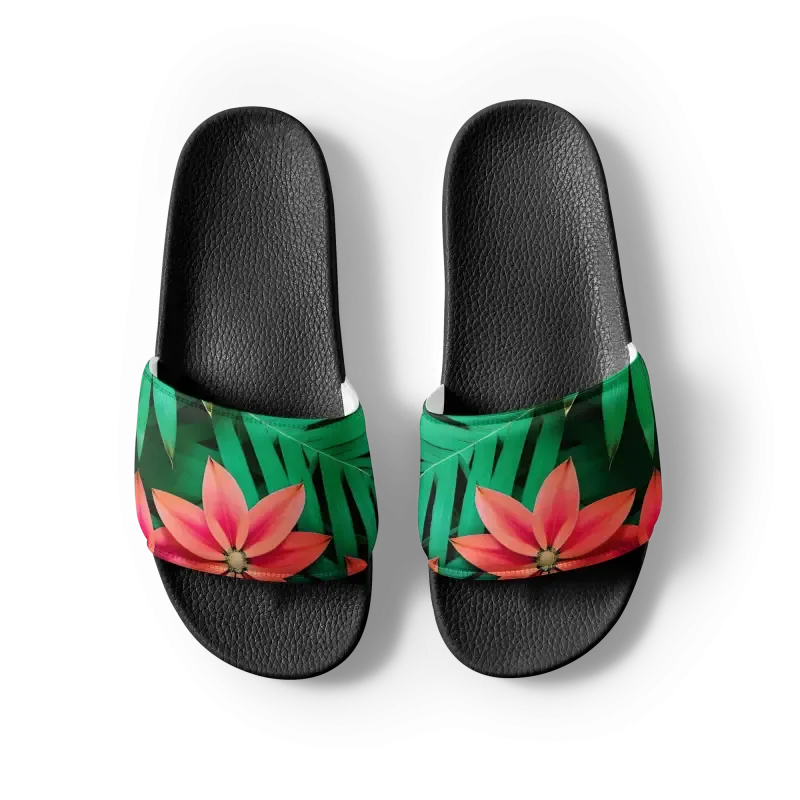 Women’s Slides Red Floral Sandal Summer Chic