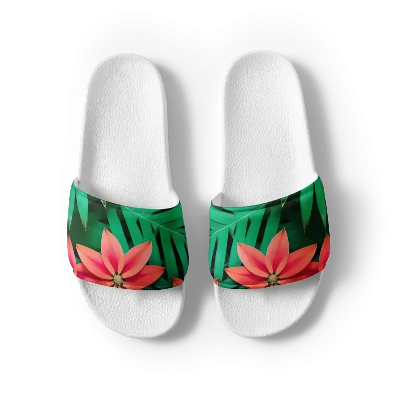 Women’s Slides Red Floral Sandal Summer Chic