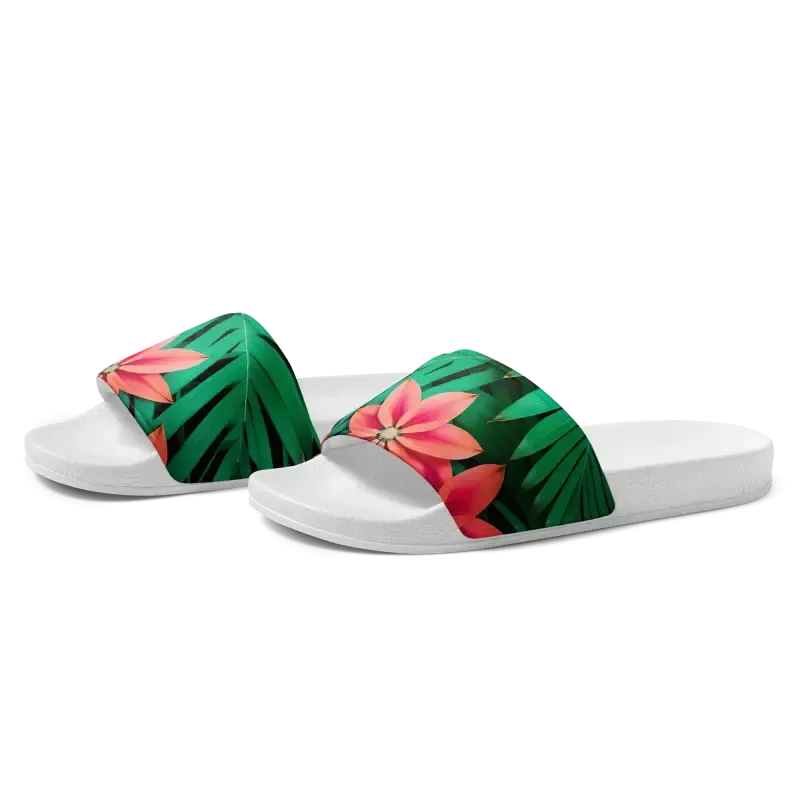 Women’s Slides Red Floral Sandal Summer Chic
