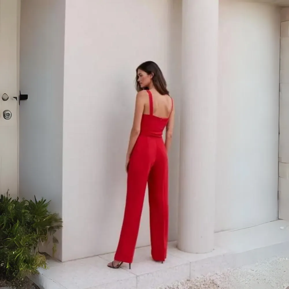 Wrap Jumpsuit - Red