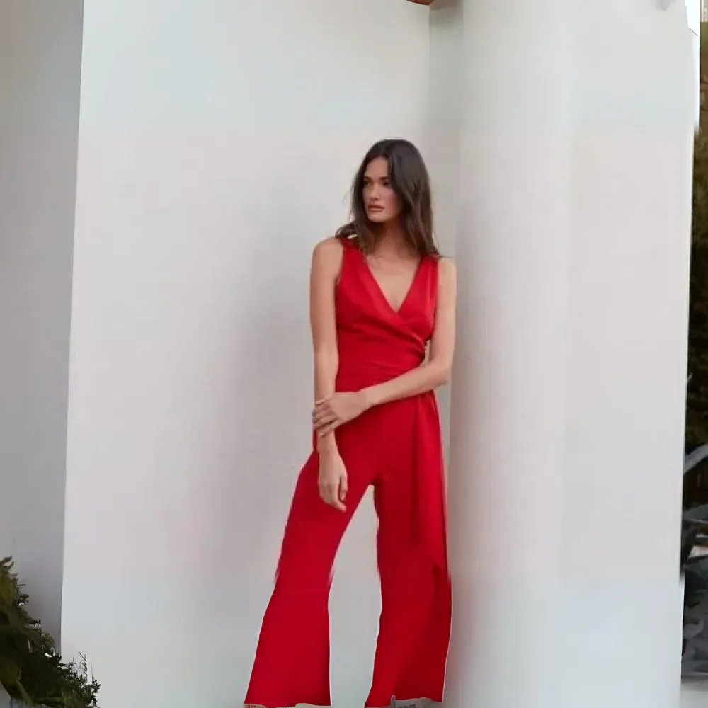 Wrap Jumpsuit - Red