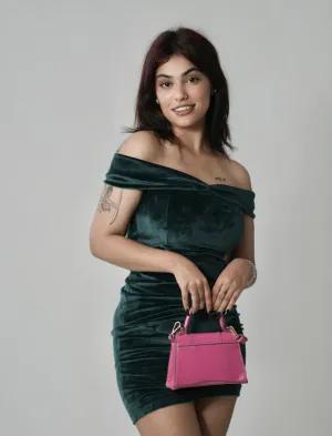 Xavie-Off shoulder dress (Emerald)