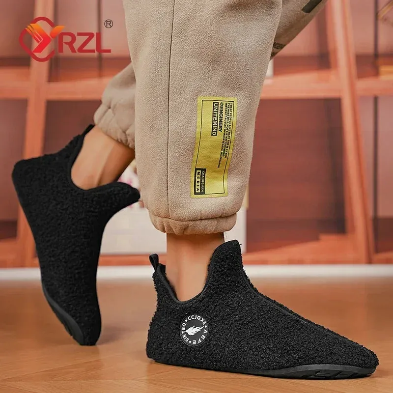 YRZL Winter Cotton Shoes Men High Top Warm Slip on Lightweight Slippers Women Plush Indoor Cotton Loafers Unisex Warm Shoes